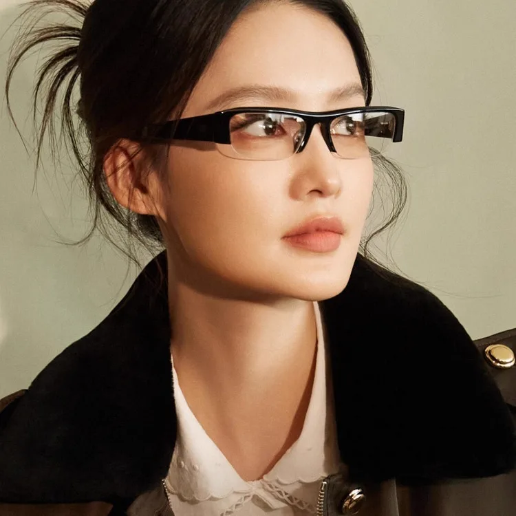 Oculos-vintage-meio-aro-pretos-li-qing-para-miopia-estilo-retro-sex-com-armacao-anti-luz-azul