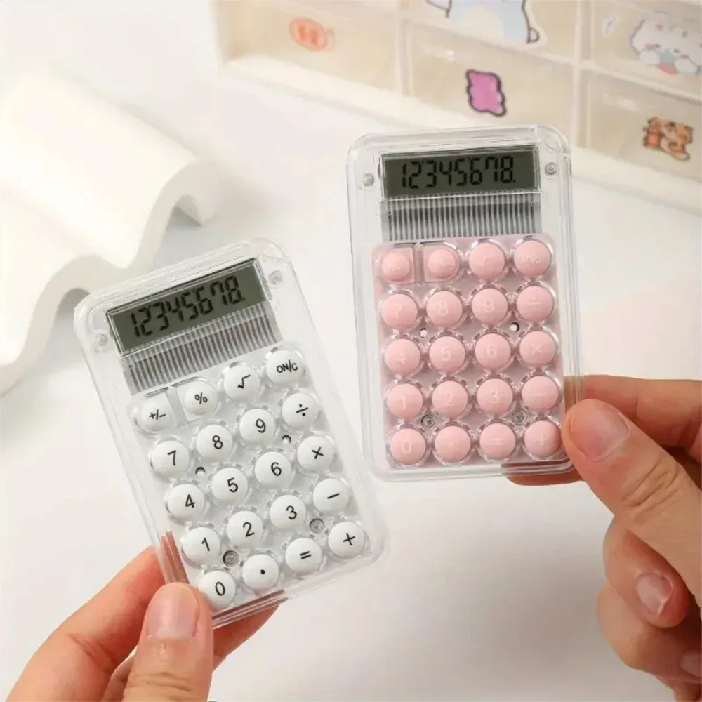 Transparent Calculator Electronic Desktop Calculator LCD Display Mini Pocket Calculator Office Student Test Kids Gift Basic