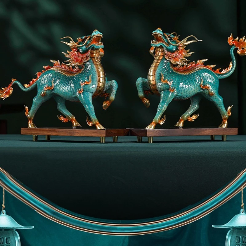 

Brass wind and fire unicorn ornament, a pair of home furnishing, living room, office decoration, opening housewarming gifts
