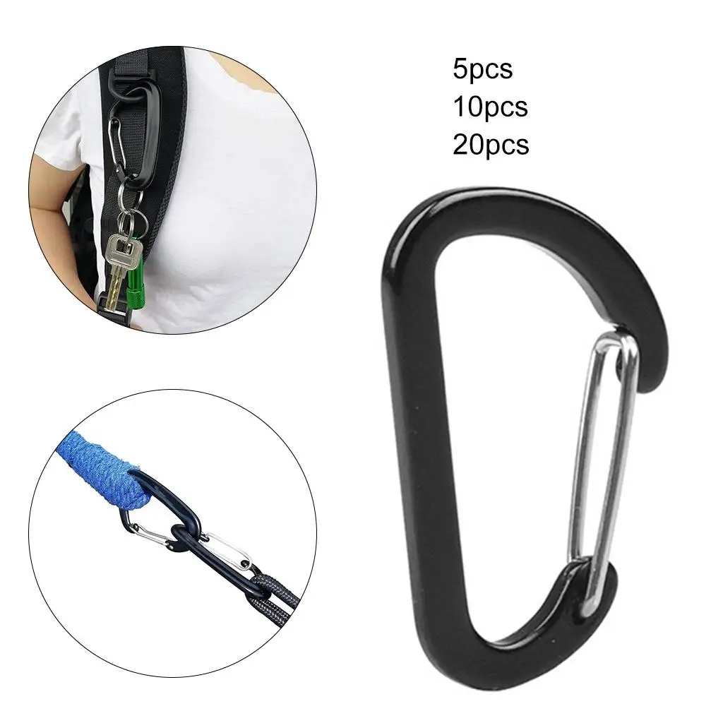 Anti-Rust Carabiner Clips Hiking Keychain Travel D-Ring Fishing Home Holder