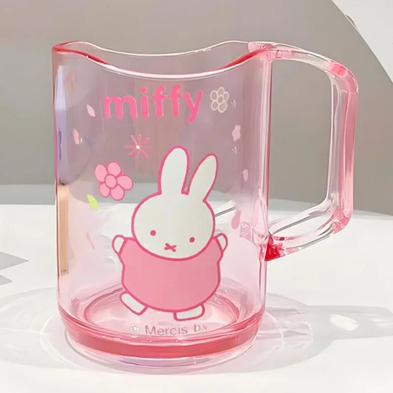 Cute Cartoon Miffy Mouthwash Cup Pastel Tooth Washing Mug Large Handle Anti Mold Bathroom Cup Portable Toothbrush Holder Gifts