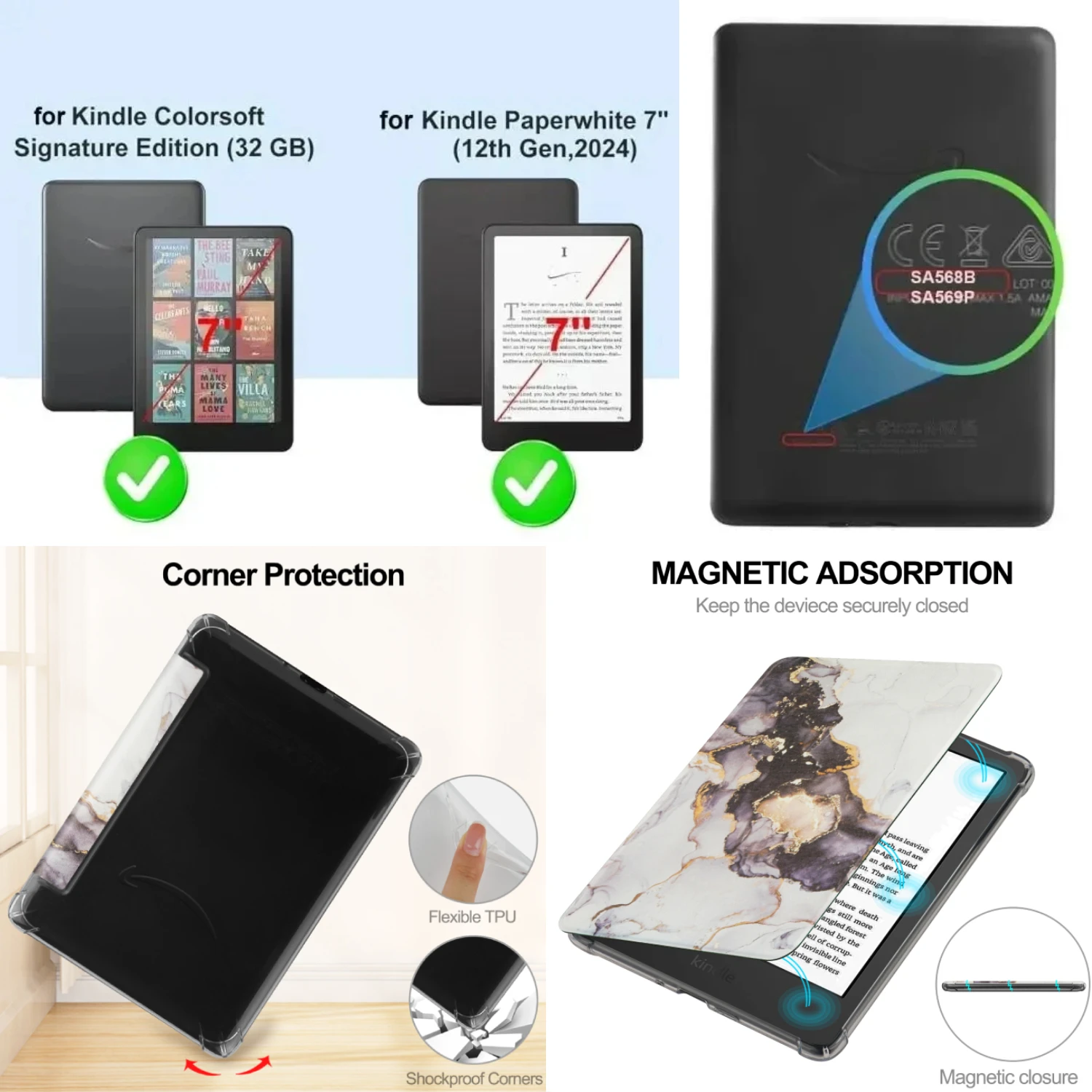 For Kindle Colorsoft Signature Edition 1st Generation Case 7 inch 2024 Transparent Soft TPU Cover Paperwhite 12th Gen 7'' Funda