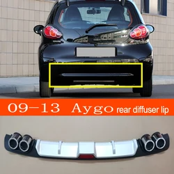 Aygo 09-13 absプラスチックスポイラー,リアバンパーブレード,カラーブラック/シルバー,トヨタaygo 2009-2013用リップ