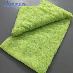 Green French Beaded Lace Fabric 2025 High Quality Embroidery Mesh Tulle African Lace Fabric Luxury Wedding Dress for Women A4034