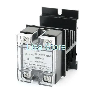 AC28-280V 50A Output 4 Screw Terminal One Phase Heatsink SSR Solid State Relay