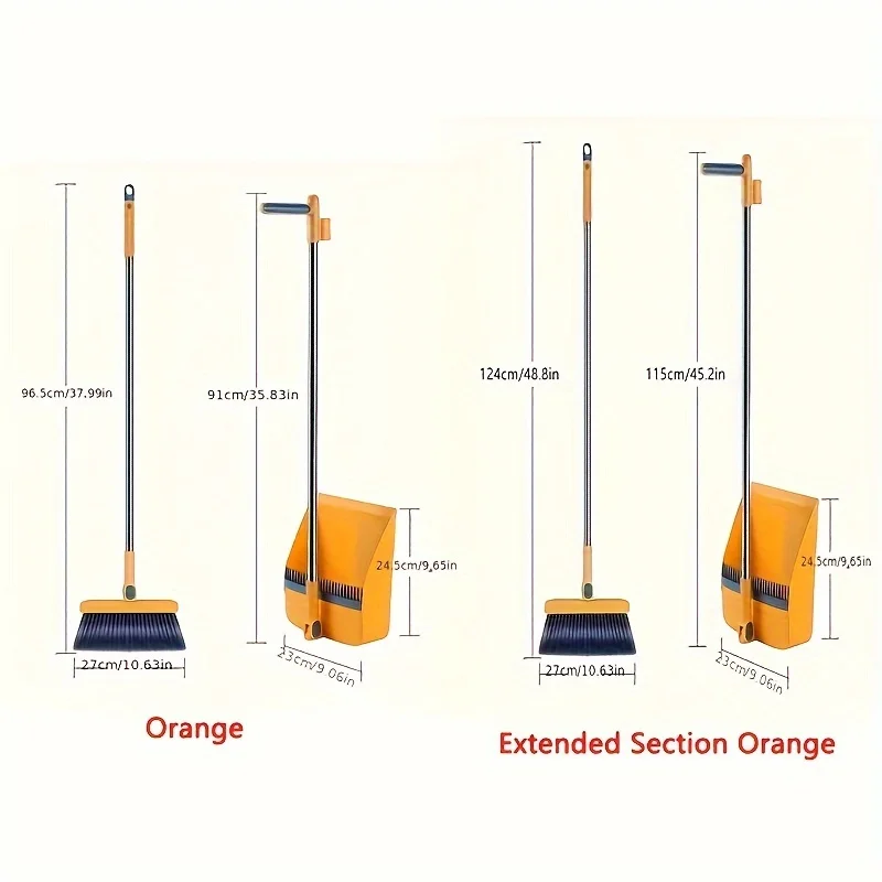 1set, Household Broom And Dustpan Set, Long Handle Floor Cleaning Broom Dustpan Set, Rotatable Broom And Dustpan With Comb Tooth