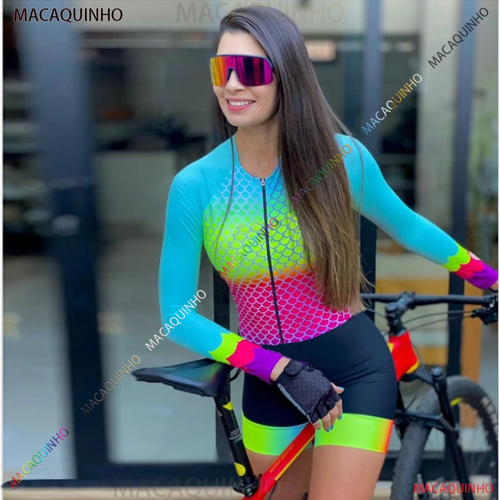 

Female Long Sleeve Cycling Monkey Jersey Jumpsuit Summer Overalls Mountain Bike Clothing Bicycle Set Swimming Skinsuit