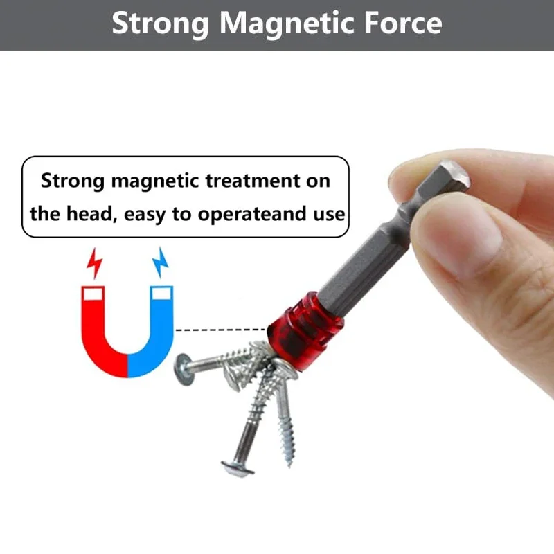 Magnetic Screwdriver Bit PH2 Cross-head 1/4 Inch Hex Shank Screwdriver Holder Ring for House Working Electric Screwdriver Tool