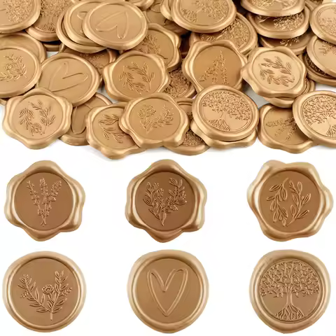 60-120pcs Olive Branch Wax Seal Stickers, Flowering Branch,Tree of Life Seals Self Adhesive Gold Stickers for Envelope Wedding