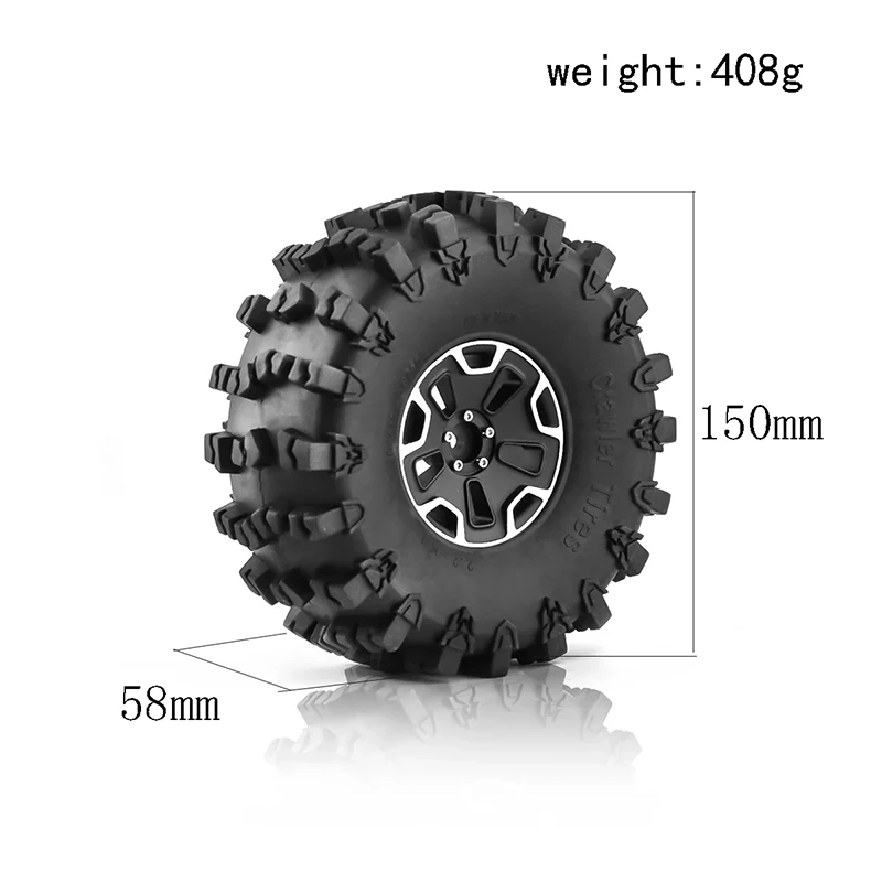 4pcs 150mm 2.2" Heavy Duty Beadlock Wheel Rim Tire Set for 1/10 RC Crawler Car Axial SCX10 Wraith Capra RR10 RBX10 Traxxas TRX4