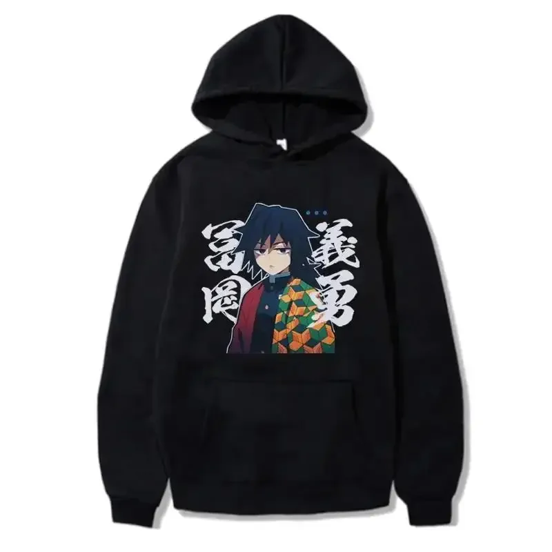 Demon Slayer Giyuu Tomioka Hoodie Anime Character Graphic Print Men Women Casual Long Sleeve Pullover Sweatshirt