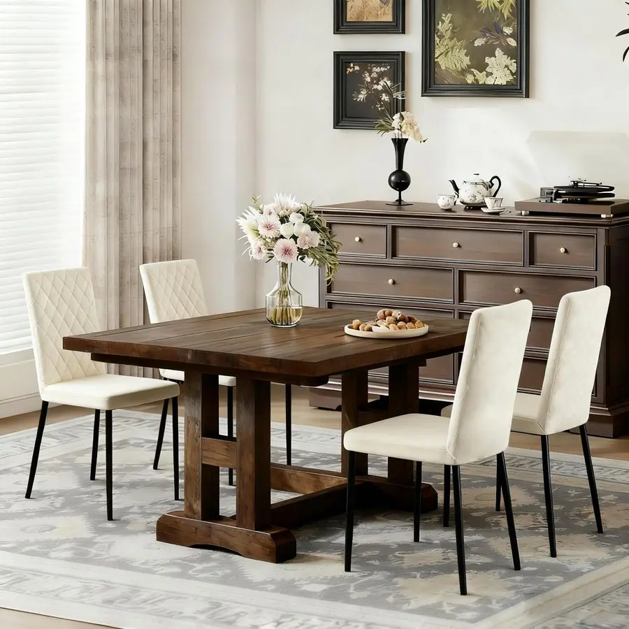 Dining Chairs Set of 4, Moden Kitchen Table Chairs with Mental Legs and Padded Seat for Dining Room Kitchen Living Room Restaura