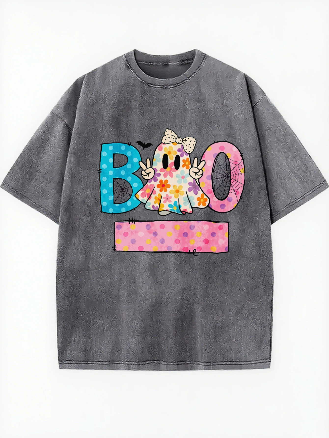 Halloween Boo Ghost Custom Name Girl Loose Fit Rundhals-gewaschenes T-Shirt für Halloween Bequemes bedrucktes Design für Männer Frauen