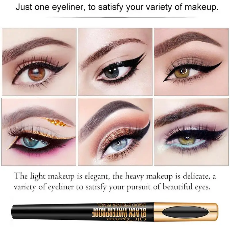 Czarny płyn eyeliner wodoodporny, długi trwały eyeliner kredka szybkie suszenie nie kwitną naturalne eyeliner pióro na płynny kosmetyczne