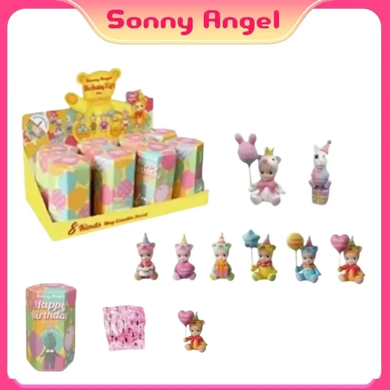 Sonny Angel กล่องตาบอดชุดวันเกิดสัตว์อะนิเมะตัวเลขเครื่องประดับตุ๊กตาแฟนเดสก์ท็อปเครื่องประดับรถคริสต์มาสของขวัญ