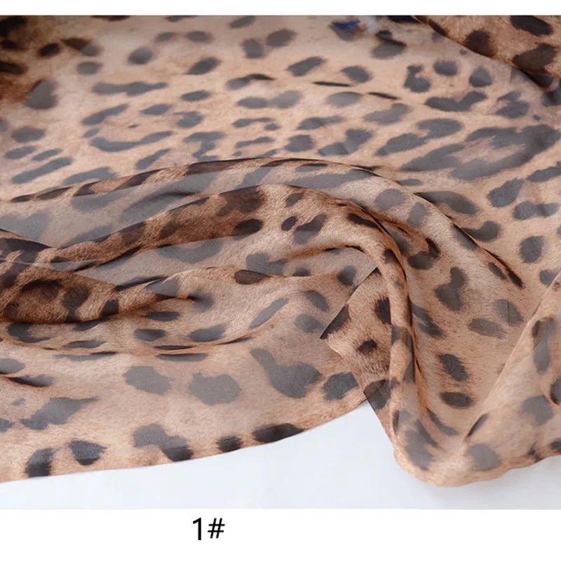 Soft Mulberry Silk Chiffon Fabric, Leopard Pattern Cloth, Thickness 6m/m, Width140cm, DIY for Sewing Dress, Blouse, Scarf,