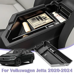 For Volkswagen Jetta VW 2020-2025 2026 Center Console Tray Armrest Storage Organizer Interior Coin Storage Car Box Accessories