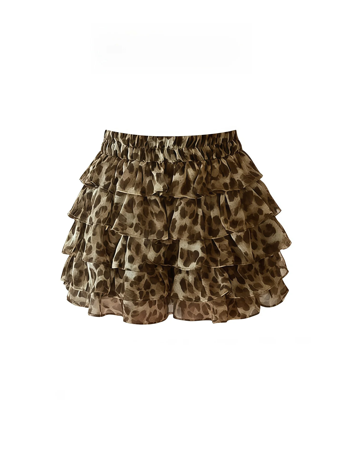 American Style Leopard Print Cake Half Skirt Women's New plus Size Slimming Sexy High Waist A-Line Short Skirt