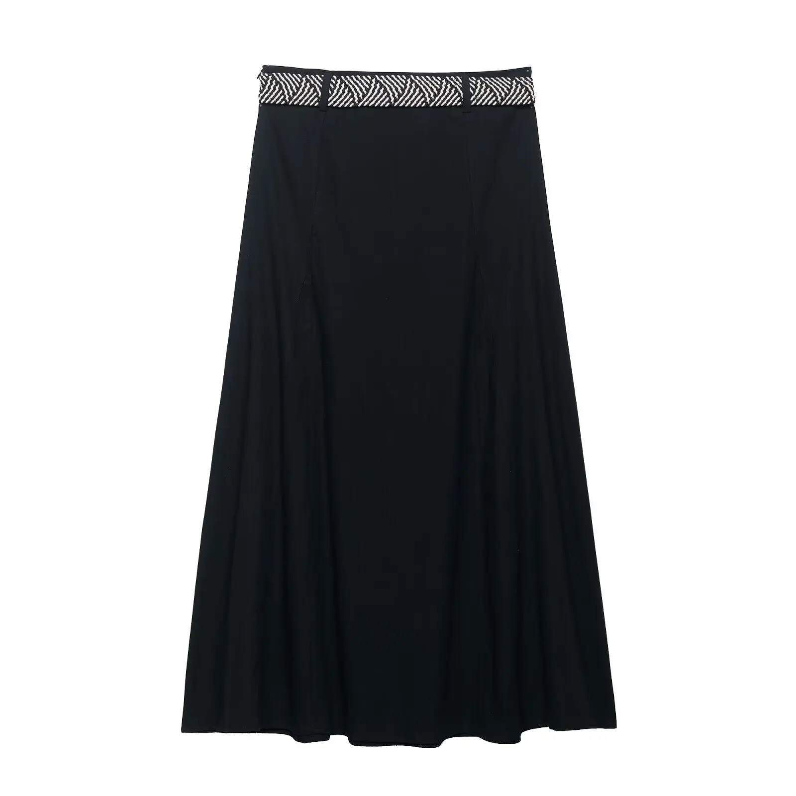 

Women's 2025 New Fashion With Belt Casual Linen Blended draped Midi Skirt Retro High Waist Women's Skirt