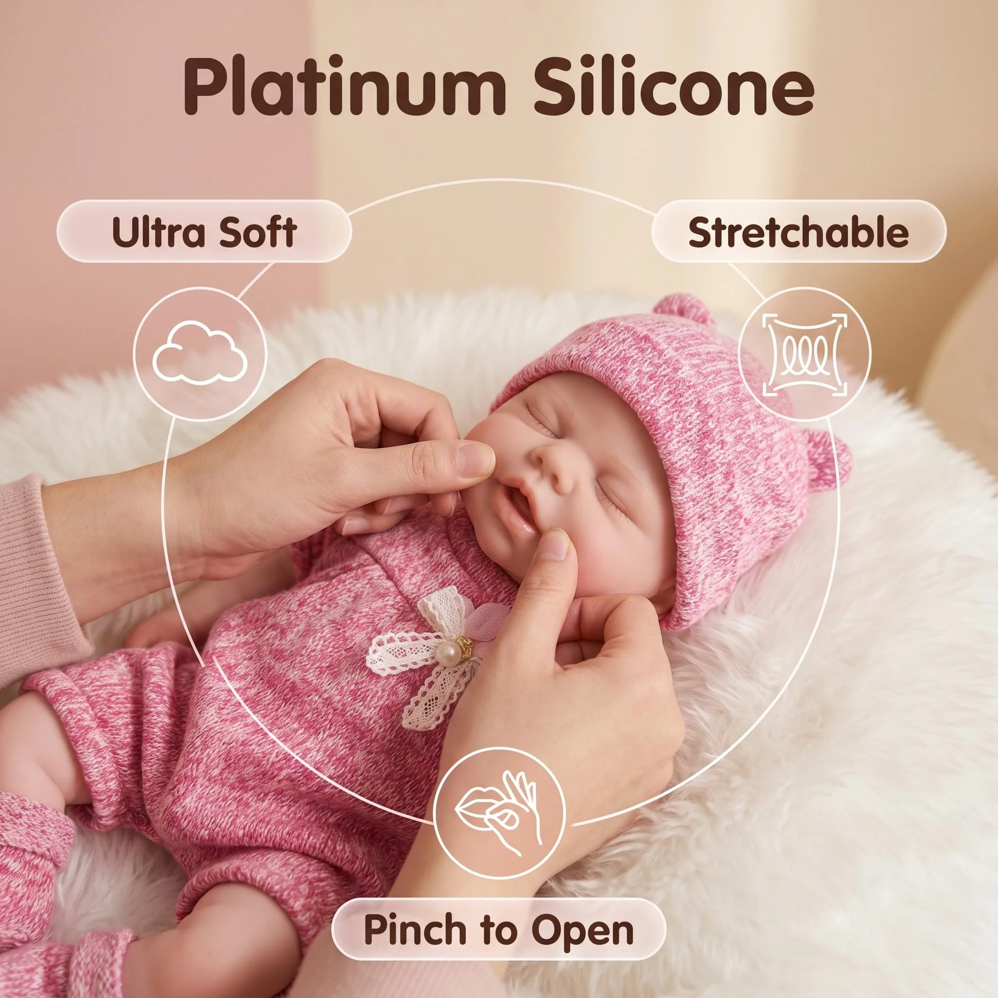 NPK 12-Zoll-Pickl-Puppe aus massivem Silikon, 1100 g, mit öffnendem Mund, superweich, elastisch, lebensecht, Sammlerpuppe – Detail 4