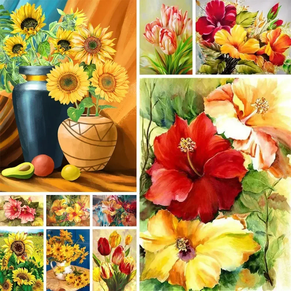 

125532 Morning Glory Tuilp DIY Painting By Numbers Kit Acrylic Paints 50*70 Oil Painting New Design For Kids Wholesale Wall Art