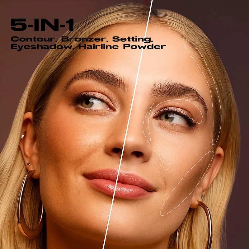 لوحة بودرة تحديد الوجه المقاومة للماء، لمسة نهائية غير لامعة، خط شعر برونزي، تعديل ظلال الأنف، تغطية قابلة للبناء لجميع ألوان البشرة #4