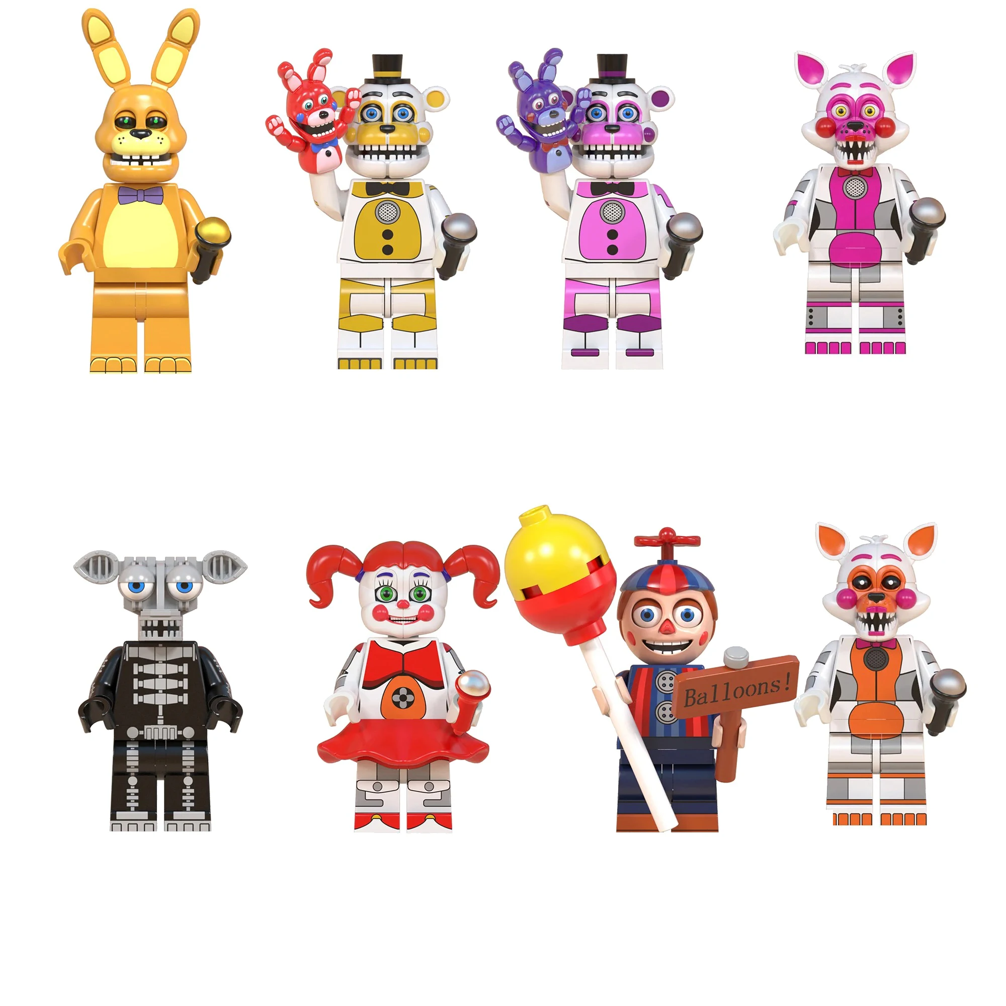 NEW Midnight Bear FNAF Nights Game Figure Mini Figures Building BlocksSkeleton Thriller Toys gift kids toys mould king