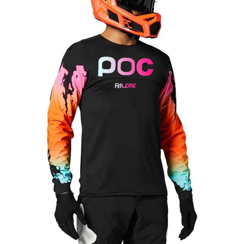 RAUDAX POC Jersey Men's Downhill Motocross Jersey Bike MTB MX Mountain Biking DH Maillot Quick Dry Crossmax Shirt Racing 2020