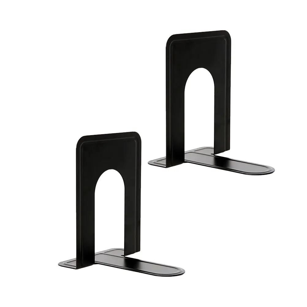 

2 Pcs Bookshelf Bookends Stand Multifunctional Sturdy Black Holder for Desk Organizer Office