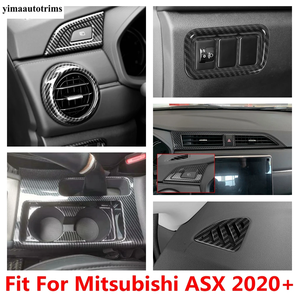 

Air AC Outlet Vent Shift Gear Panel Head Light Button Cover Trim Carbon Fiber Interior Accessories For Mitsubishi ASX 2020 2021