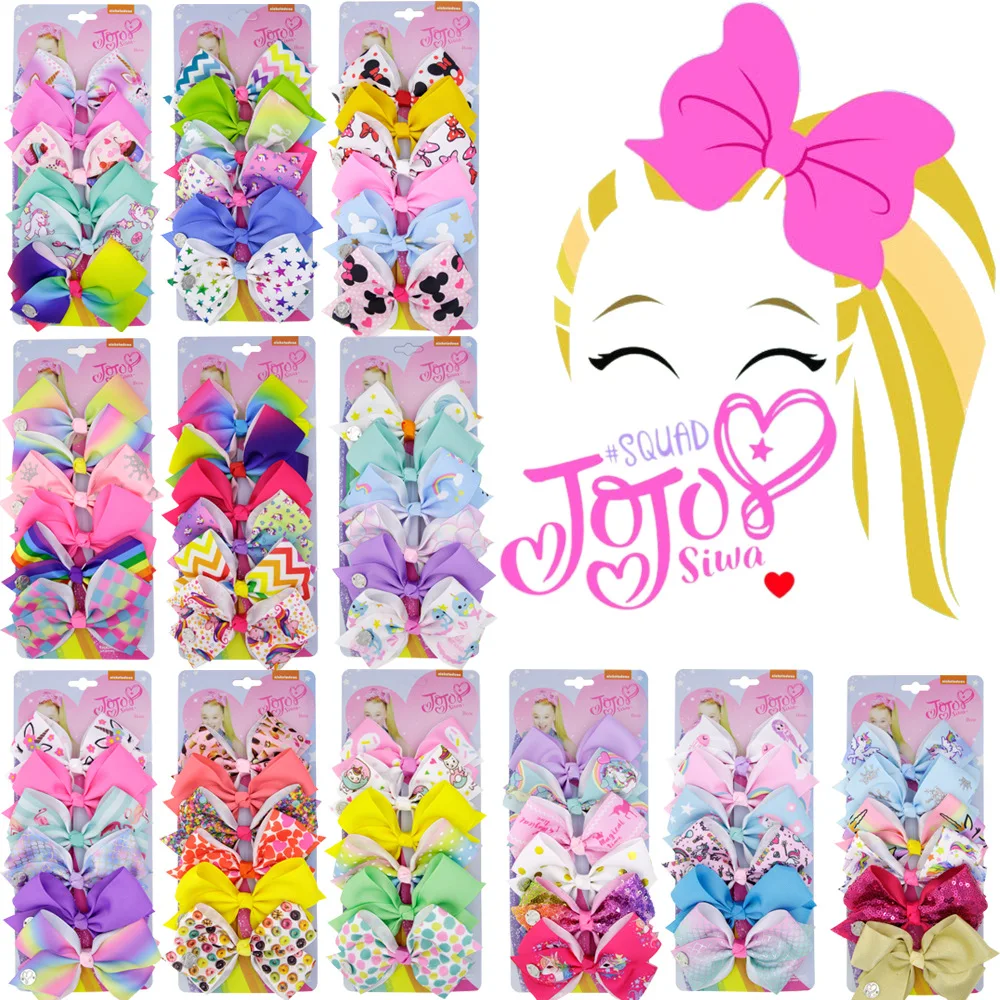 6-piece Set of Children\'s Fashionable Hair Clips Girls\' Tails Bows Colorful and Beautiful Headwear Hair Clips Hair Accessories