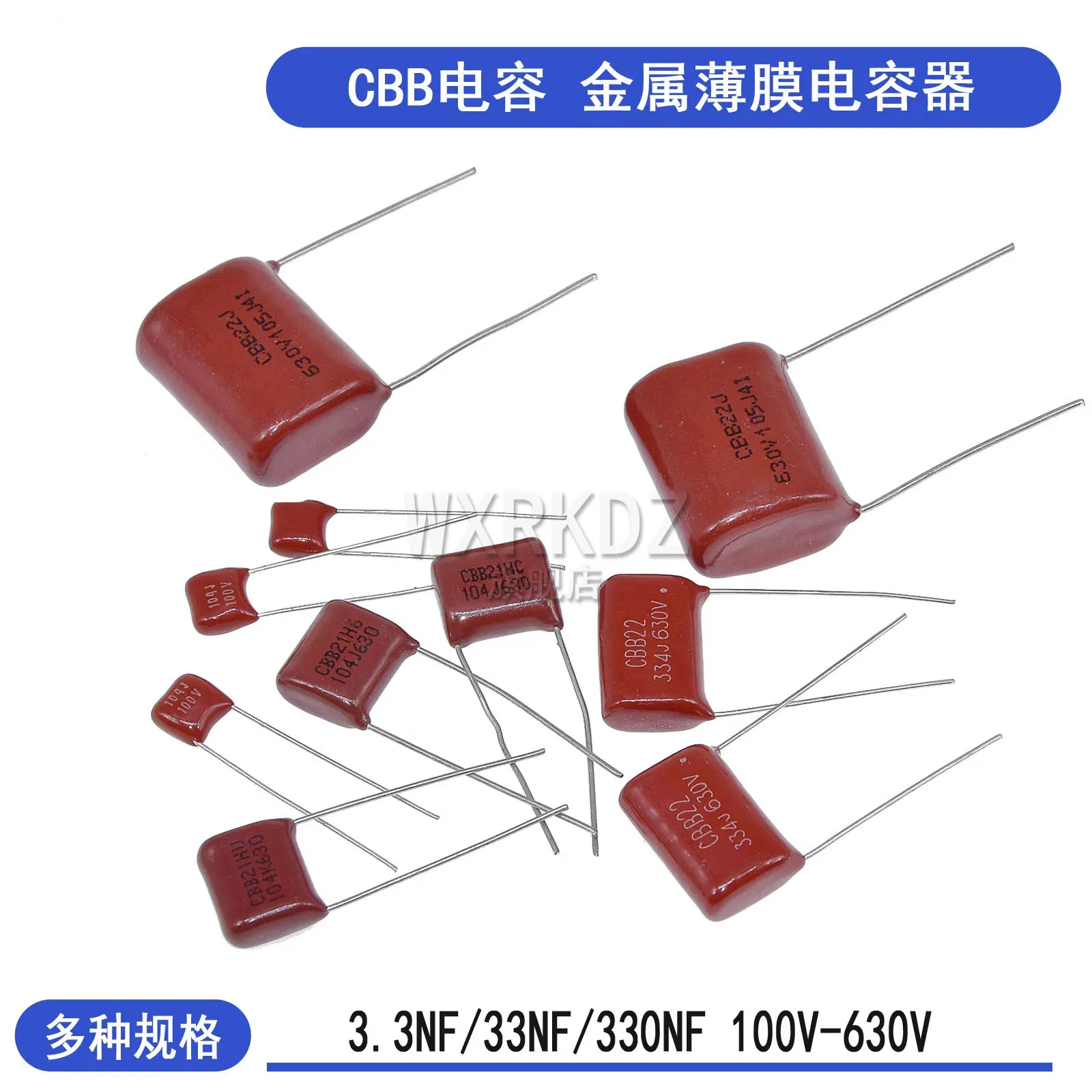 

10 Pcs CBB Metallized Film Capacitors - 3.3nF/33nF/330nF 100V/630V 333J 5mm/10mm
