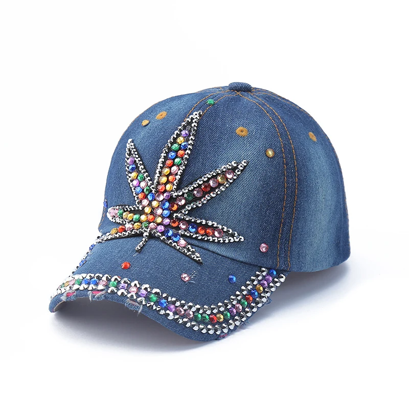 New Hip Hop Denim Cap Rhinestone Creative Lip Print Baseball Cap Love Letter Visor Hat For Men And Women Cowboy Hat