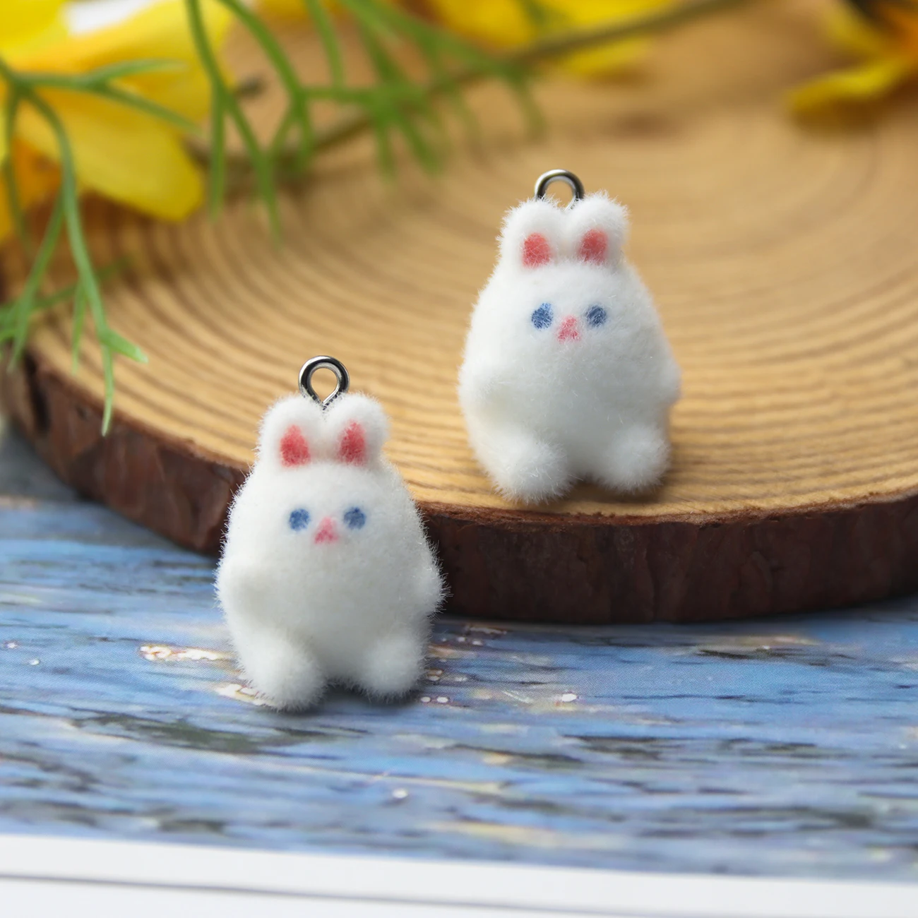 Breloques en résine de flocage 3D, mini lapin mignon, pendentif animal de dessin animé pour porte-clés, boucle d'oreille, collier, artisanat de bricolage, fabrication de bijoux, 30 pièces