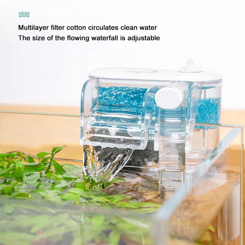 

Mini Fish Tank Filter Small Circulation Pump Three in One Water Purification Waterfall Oxygenation Silent Household Wall Mounted