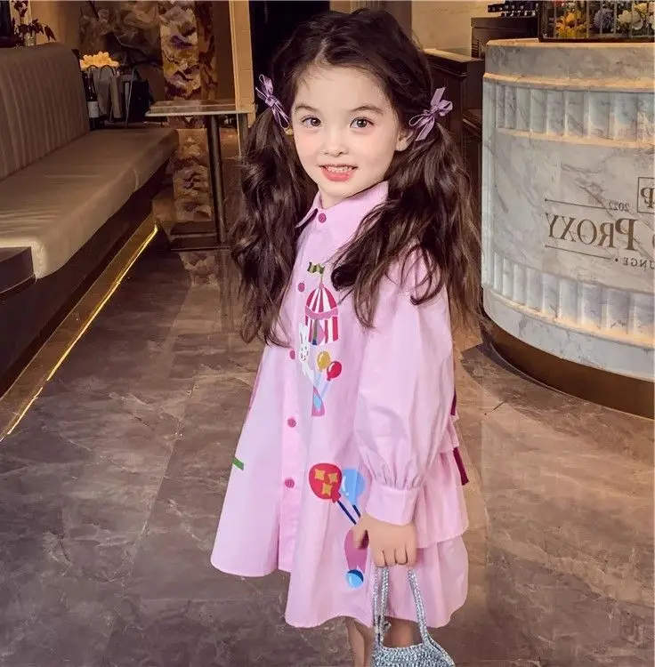 Girls' Shirt Fashionable Children's Baby Spring Korean Version Top Back Bow Cartoon 2025 New Cute Top Bottom Spring Shirt
