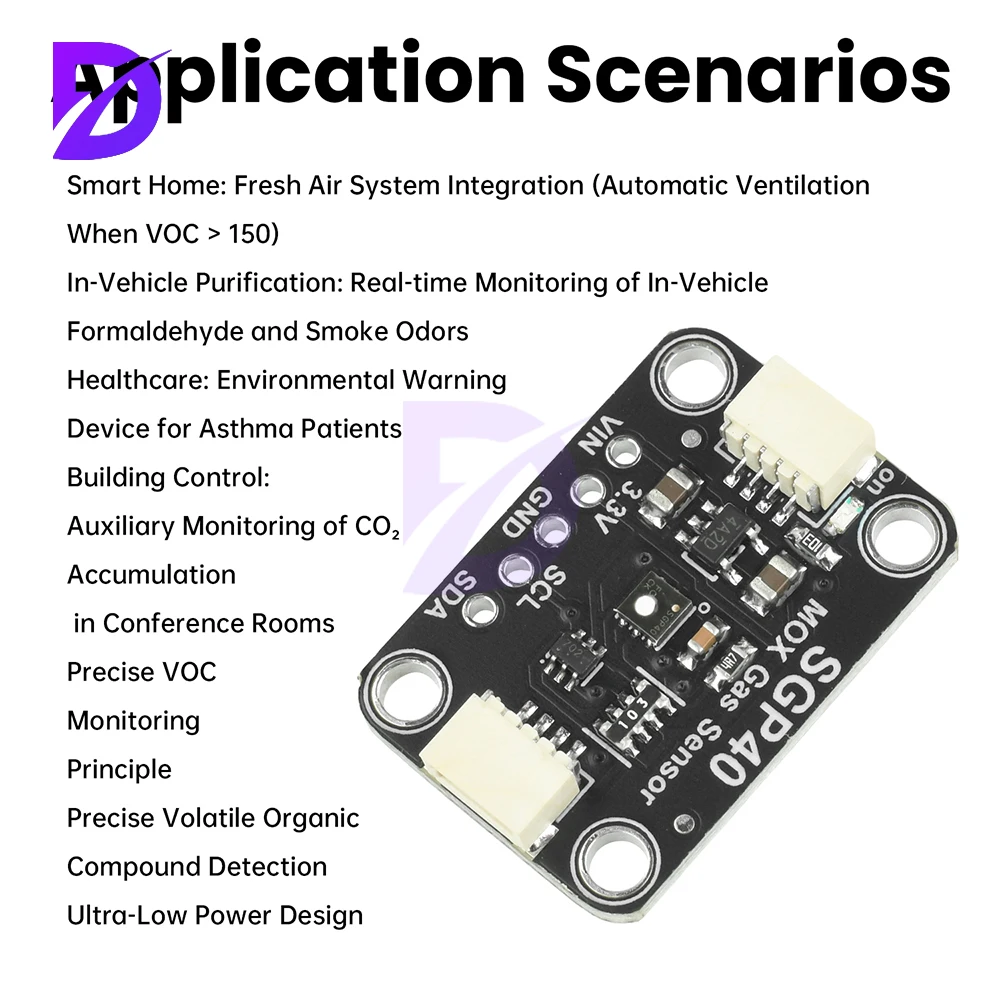 وحدة استشعار جودة الهواء SGP40/SGP41، وحدة استشعار Voc الرقمية، مستشعر بيئة الغاز المزدوج المتوافق مع STEMMA QT/Qwiic