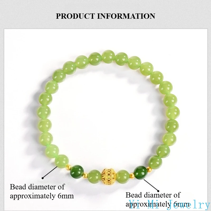 100% 天然古材ホータン翡翠ジャスパーラウンドビーズライトグリーンブレスレット翡翠女性アンティークハンドストリングファッションチャームジュエリー