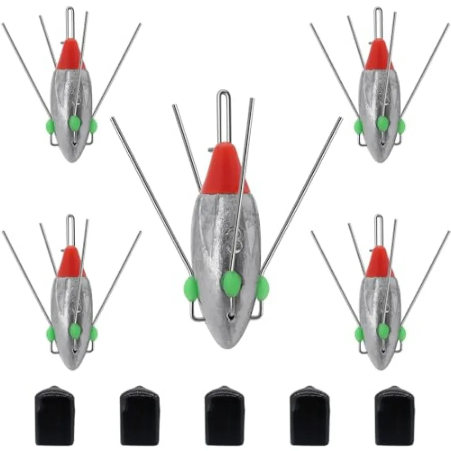 5 Pcs Sputnik Sinker Fishing Weights Lead Fishing Equipment Long Tail Surfing Casting Spider Sinkers for Catfish Saltwater Beac