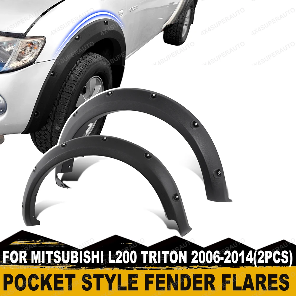 

2Pcs Front Only Fender Flares Wheel Arch For Mitsubishi Triton L200 2006-2014 Mudguards Matte Black 25mm Widen Car Accessories
