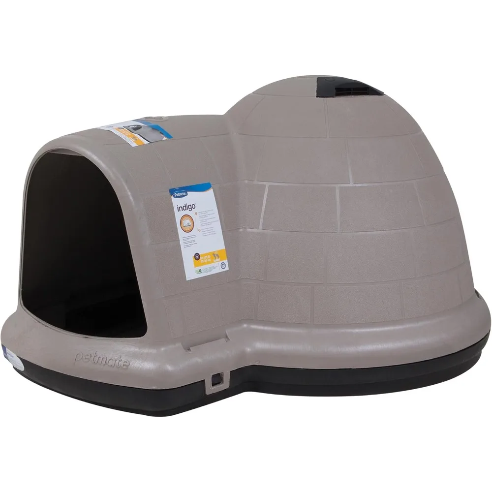 Indigo Dog House (Igloo Dog House, Made in USA with 90% Recycled Materials, All-Weather Protection Pet Shelter) for XL D