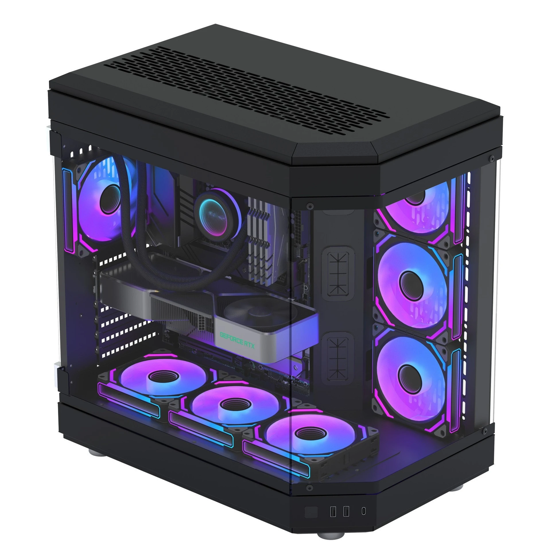 Fish tank desktop computerchassis, glazen zijde transparant e-sportchassis