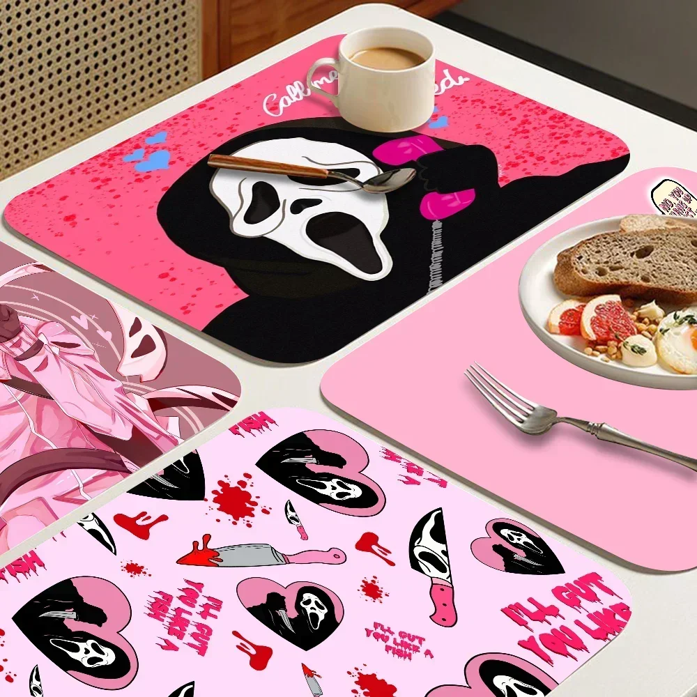 SCREAM Horror Movie Mat Super Absorbent Coffee Drain Pad Dinnerware Placemat