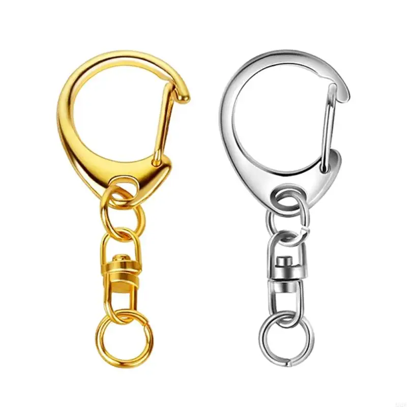 

A52E 10 Pcs for Key Ring with Chain D Snap Hook Split Keychain Metal for Key Ring Hardware with 8mm Open Jump Ring and Connec