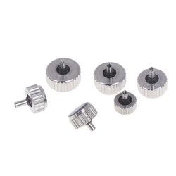 2PCS Silver Color Steel Watch Crown 4.5mm To 7mm Head Diameter With Long Post For Watch Crowns Repair