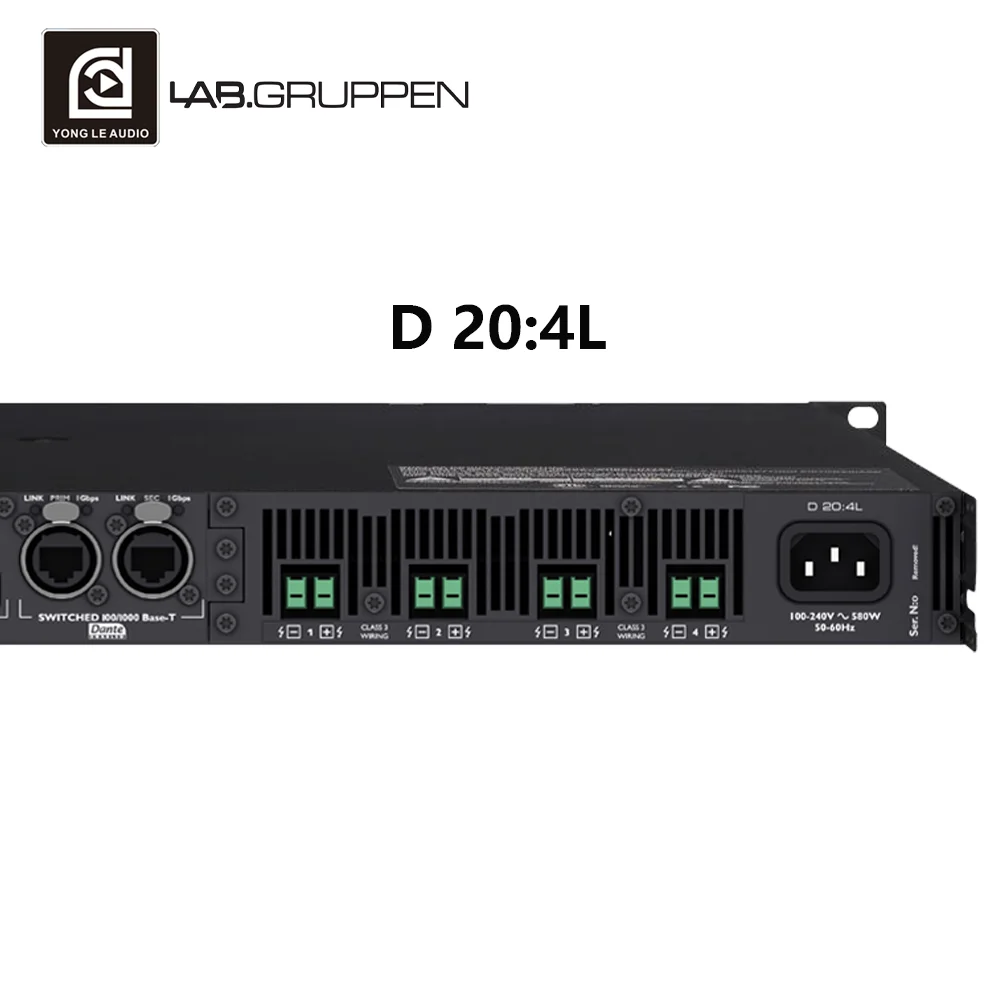 Amplificador de 4 canales clase D pasivo de metal versátil LAB.GRUPPEN con interruptor HPF y control de entrada dual para audio profesional