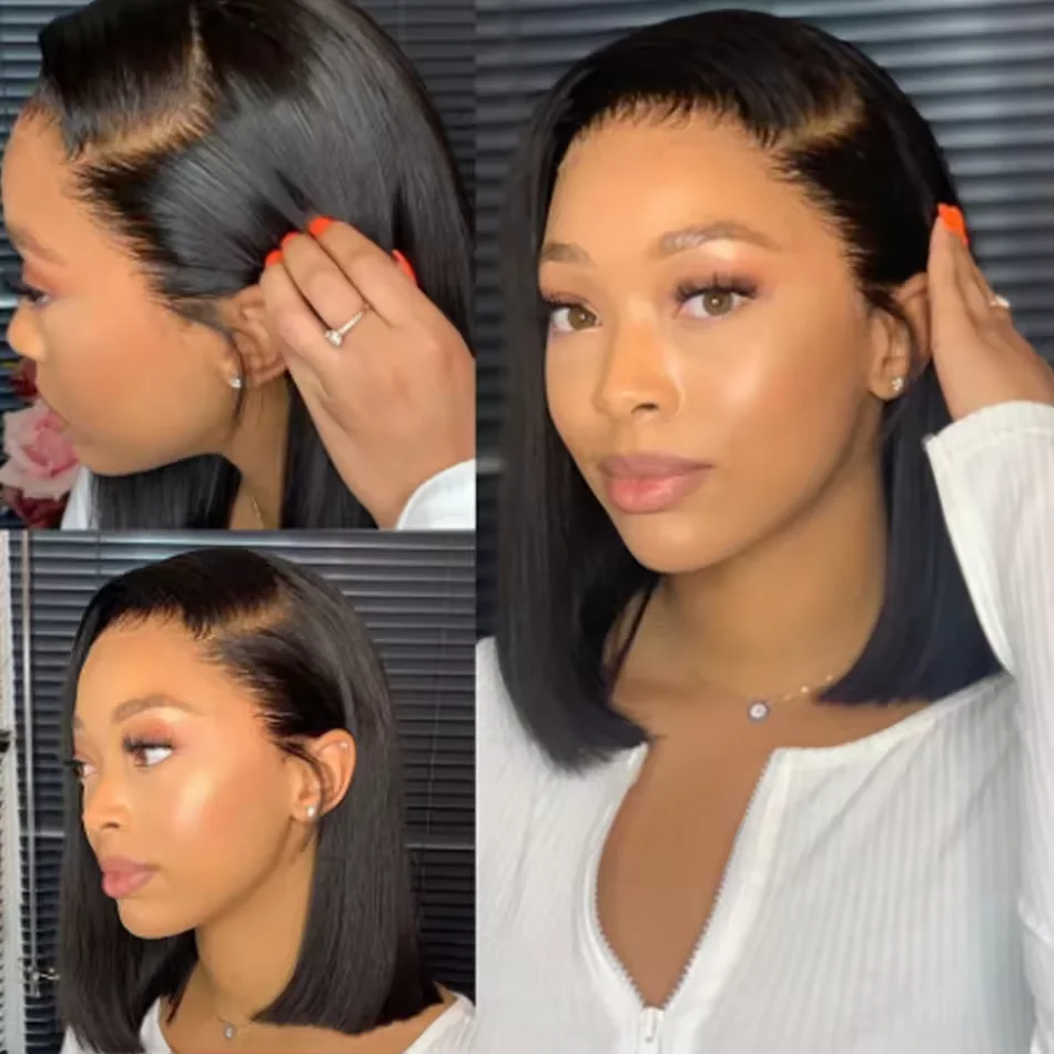 

Short Straight Bob Wig 13*4 Lace Front Human Hair Wigs For Women Natural Black Bob Wig Lace Frontal Wig Real Human Hair