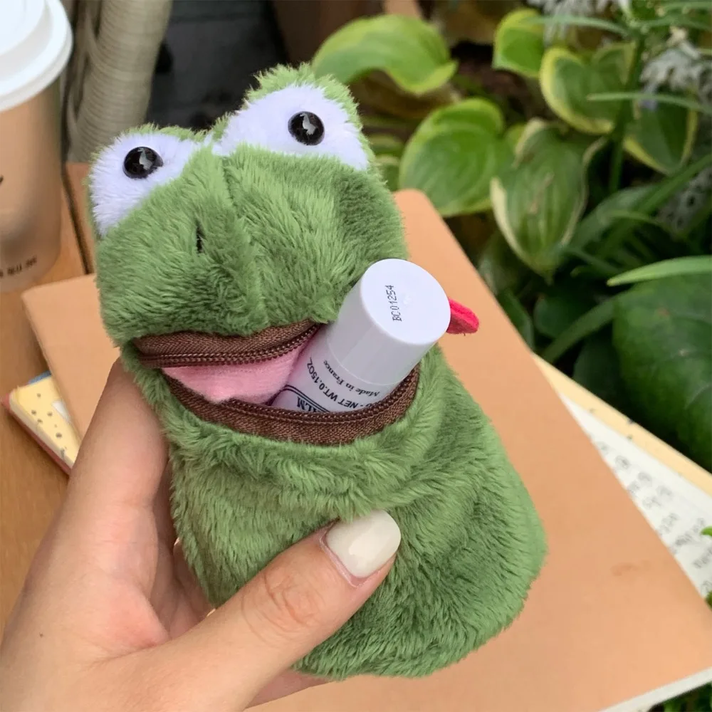 ซิป Creative เปิดปากกบเหรียญกระเป๋าสตางค์ Furry น่ารักกบตุ๊กตาเงินกระเป๋ามินิกบหูฟังกระเป๋าหญิง