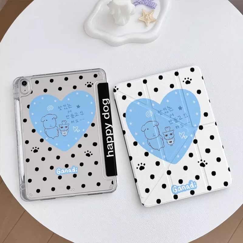 Cute Black Polka Dot Love Dog Niche Tablet Case For iPad Pro 13 11th A16 12.9