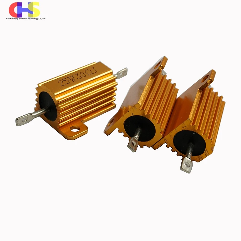 Resistencia de carcasa de aluminio dorado de alta potencia RX24 5w 10w 25w 50w 100W 1r 10r 22r 50 100r 1K 10K 100k resistencia de disipación de calor